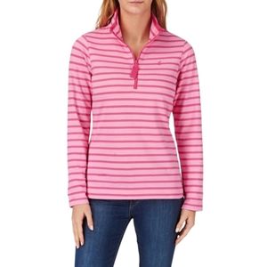 Joules Pink Stripe Fairdale Half Zip Pullover Sweatshirt
